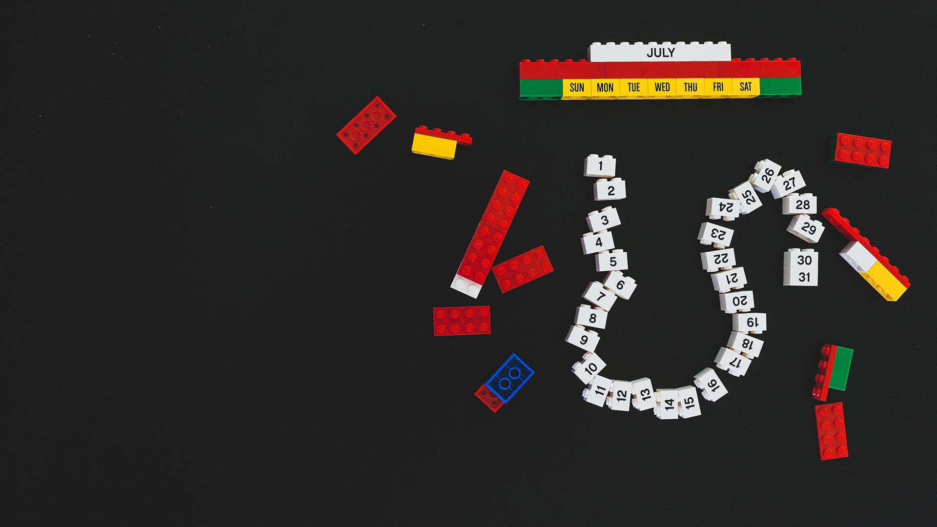 Lego calendar with the numbers 1 through 31