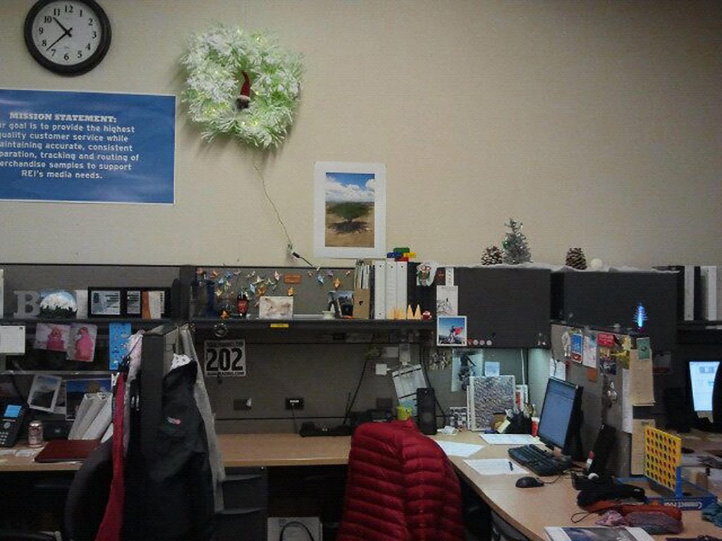 Christmas wreath in an office