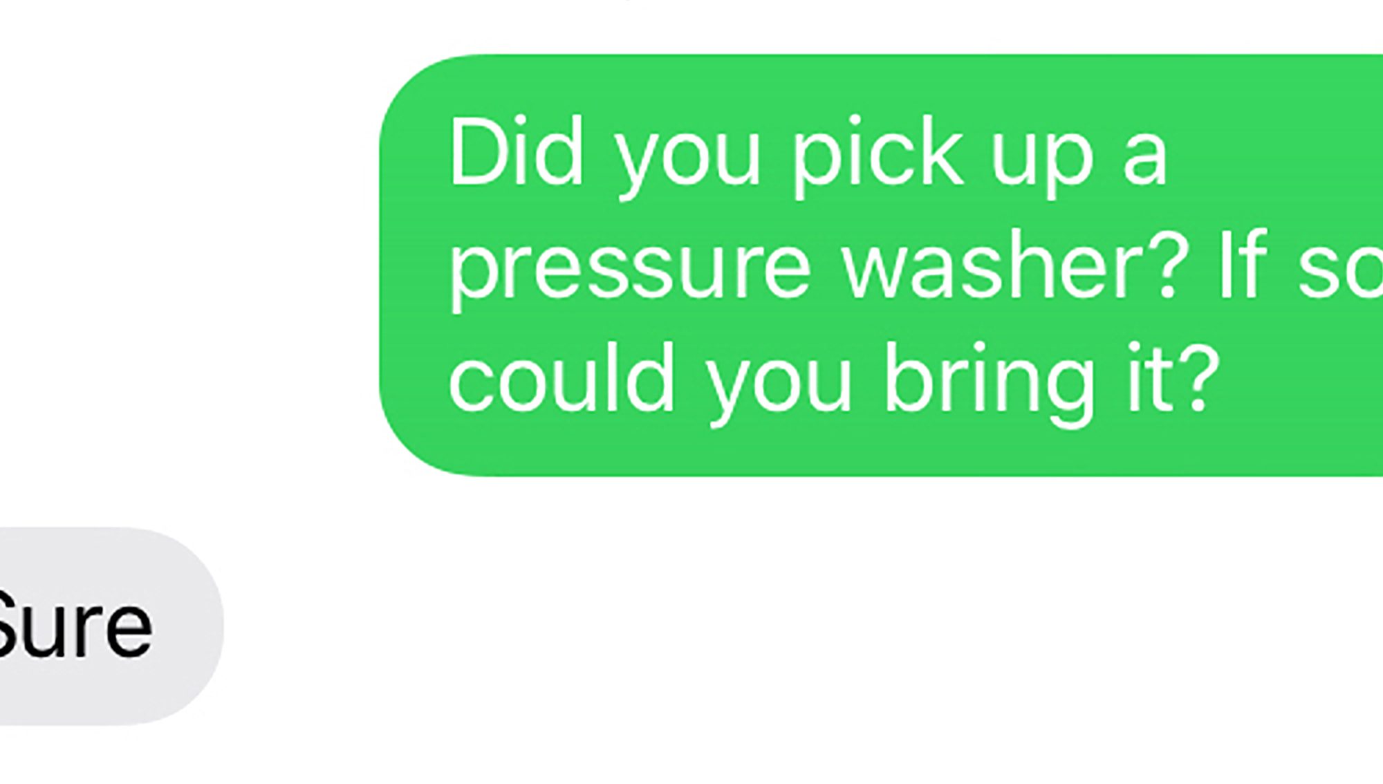 Text message that uses the word sure